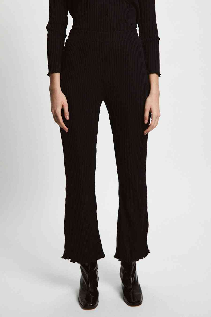 Gerippte Caprihose Rocky Schwarz