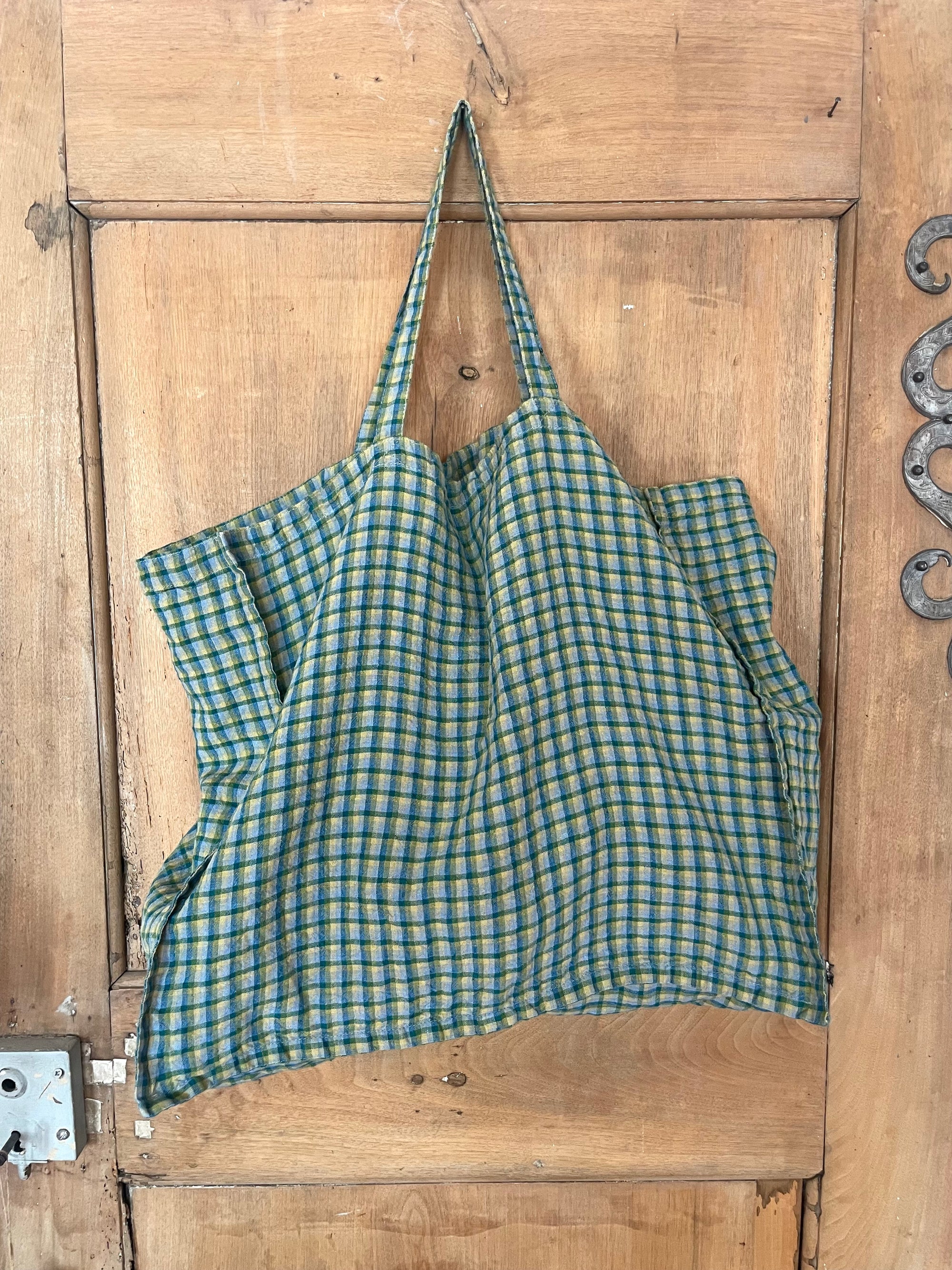 Linge Particulier Linen Bag Large Spring Green Checks
