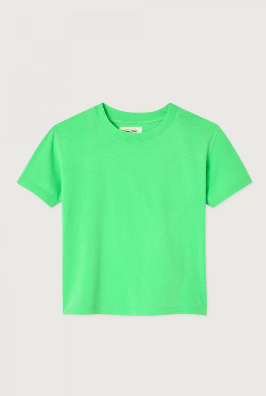 Gamipy T-shirt Fluorescent Green für Kinder mit geradem Schnitt, Rundhalsausschnitt und kurzen Ärmeln aus weichem, dickem Baumwollstoff.