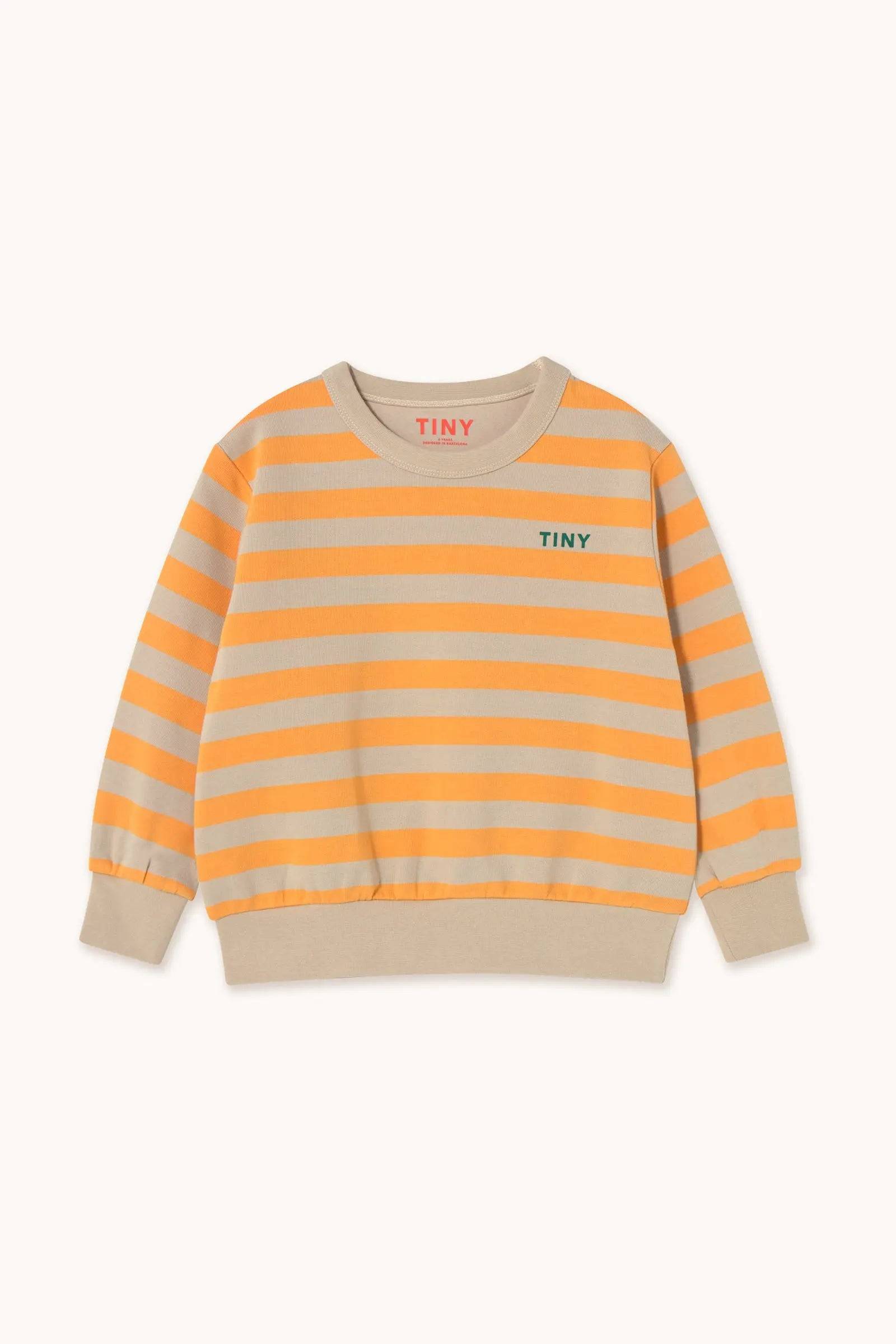 Stripes Sweatshirt orange/ dark vanilla mit Rundhalsausschnitt und gesticktem TINY-Logo, ideal für Kinder von 2 bis 12 Jahren, Kategorie Tops.