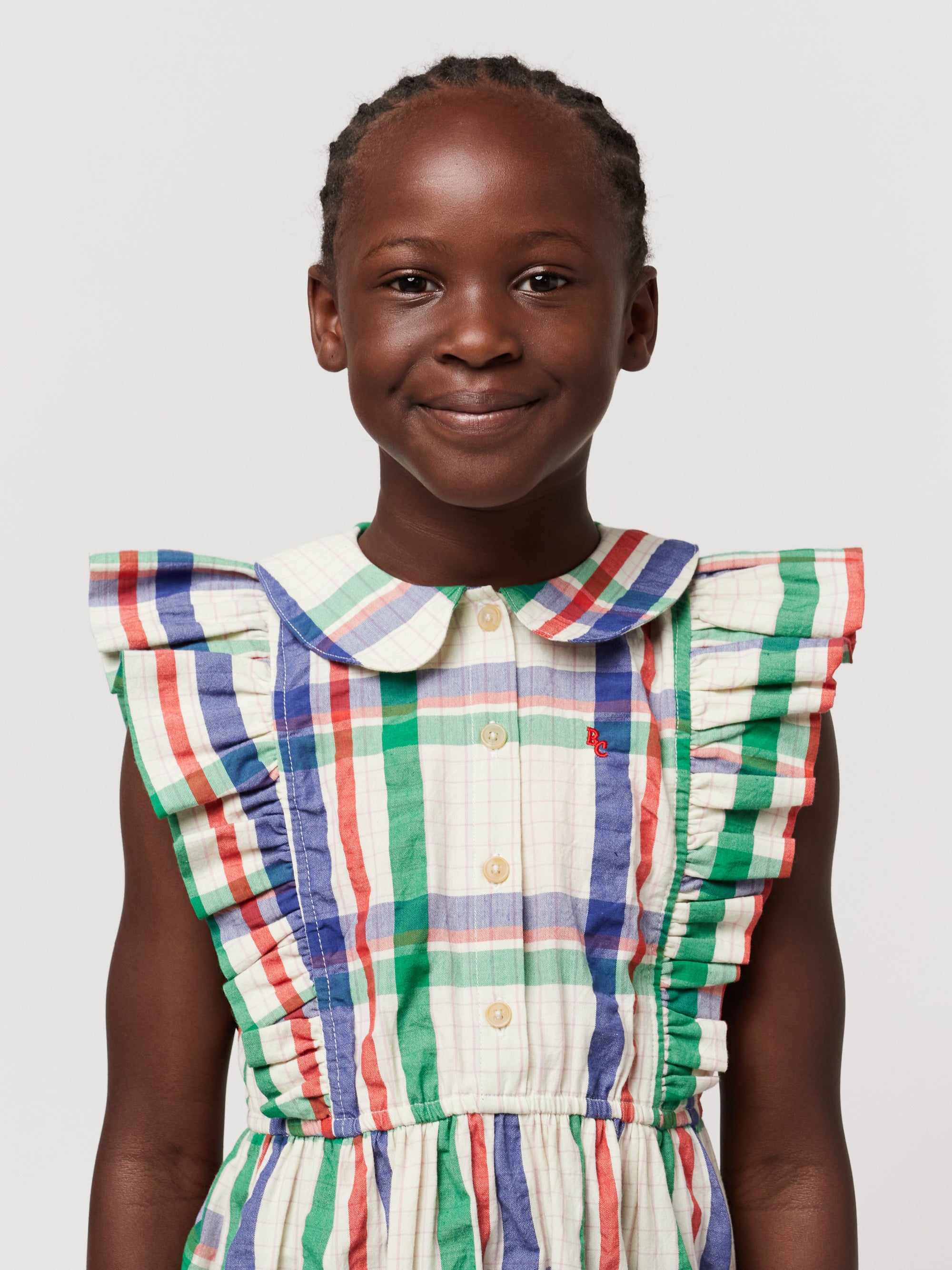 Madras Checks Ruffle Woven Dress