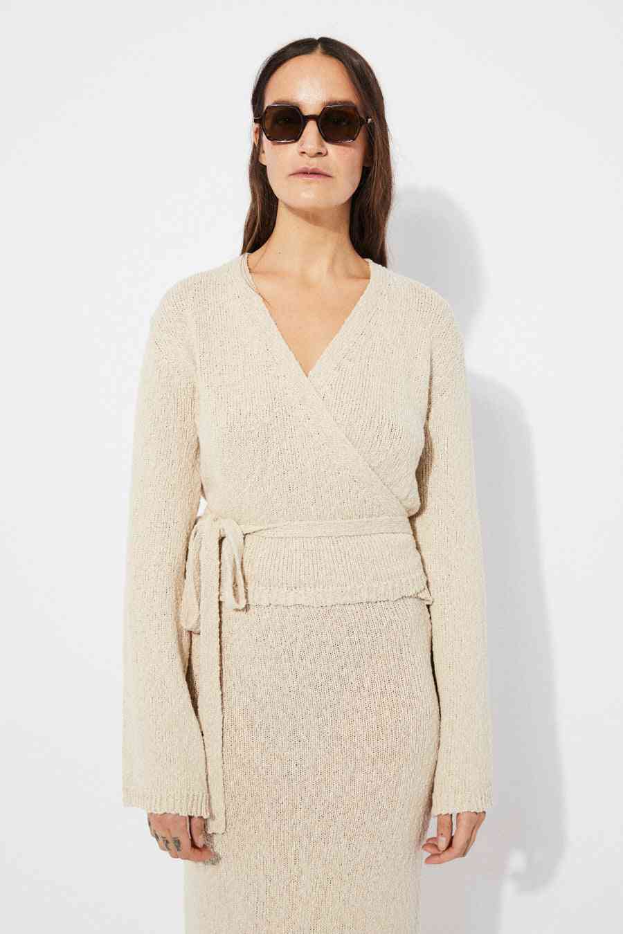 Vaca Wrap Cardigan Beige