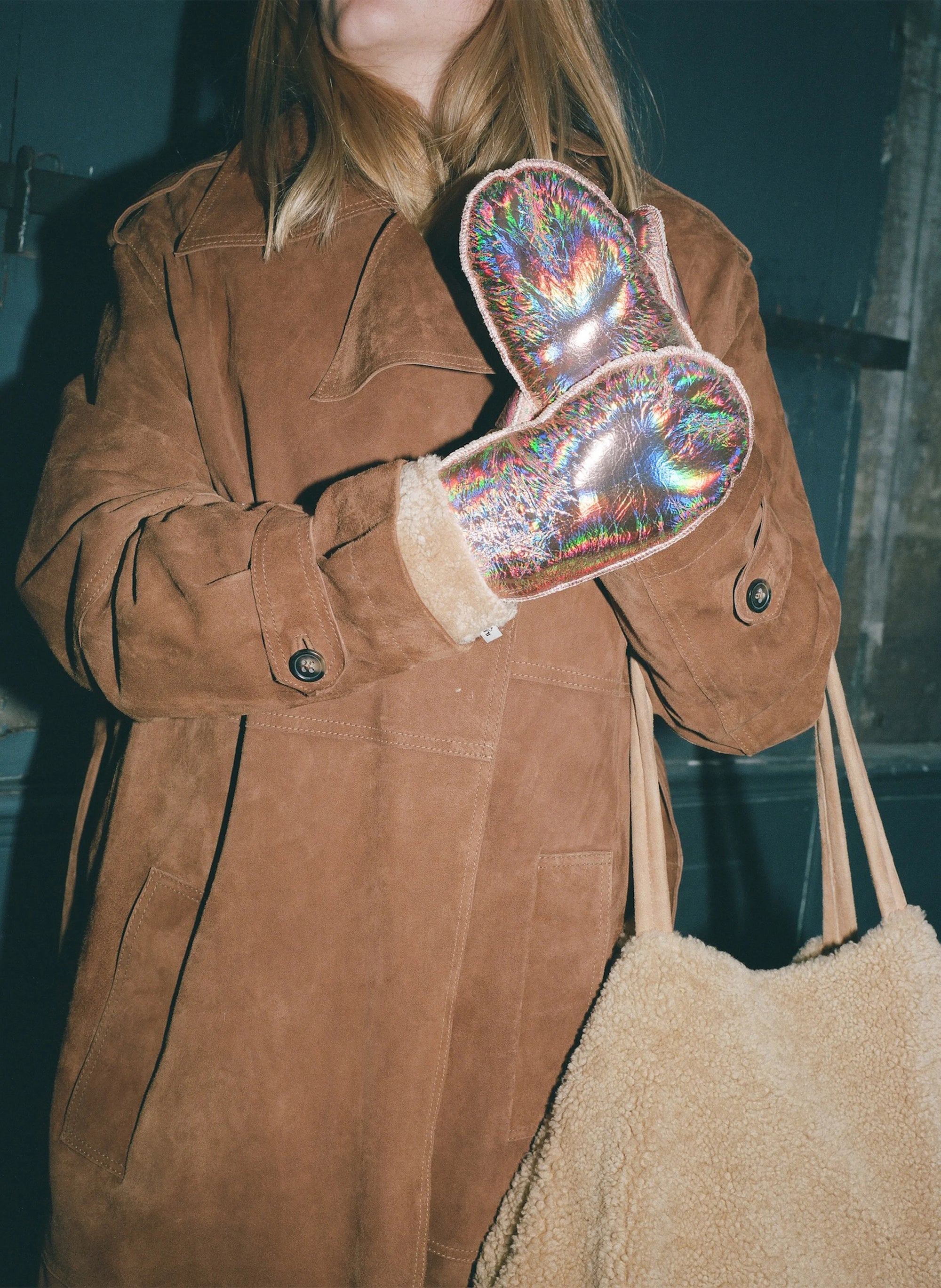 Handschuhe Teddy Schaffell Orange