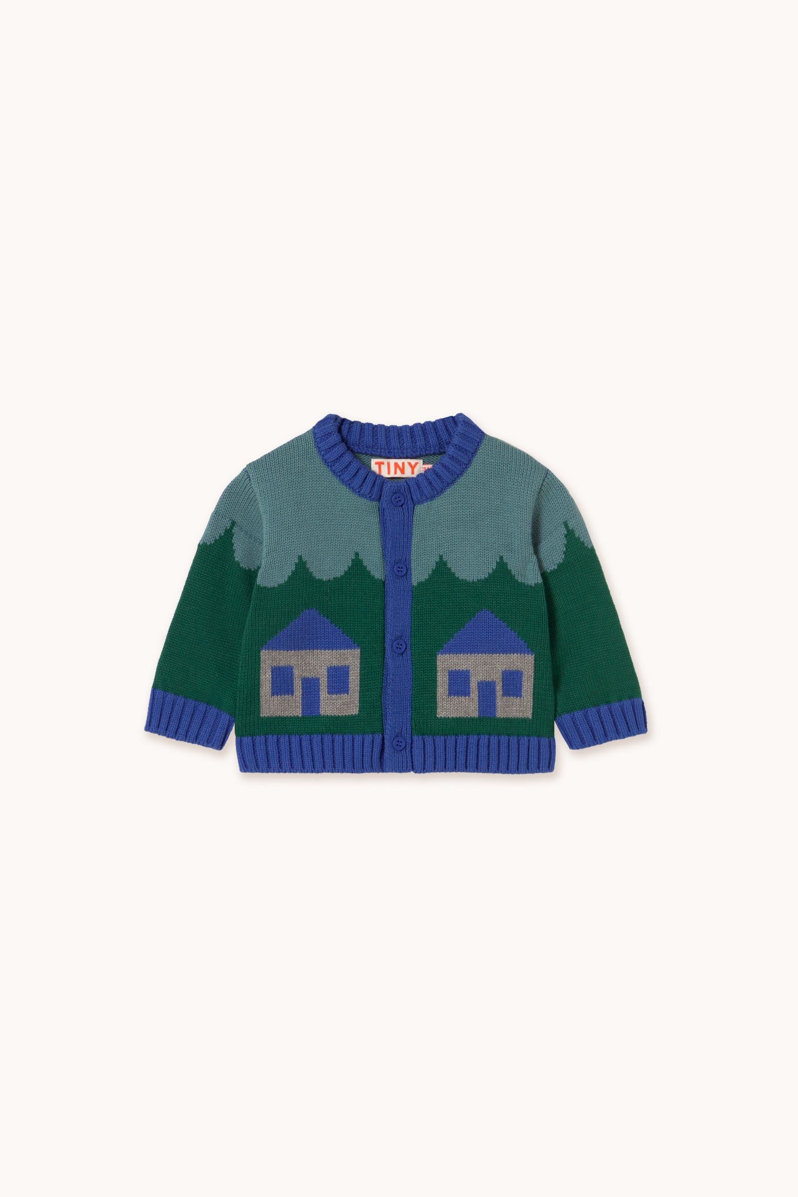 Houses Baby Cardigan Teal