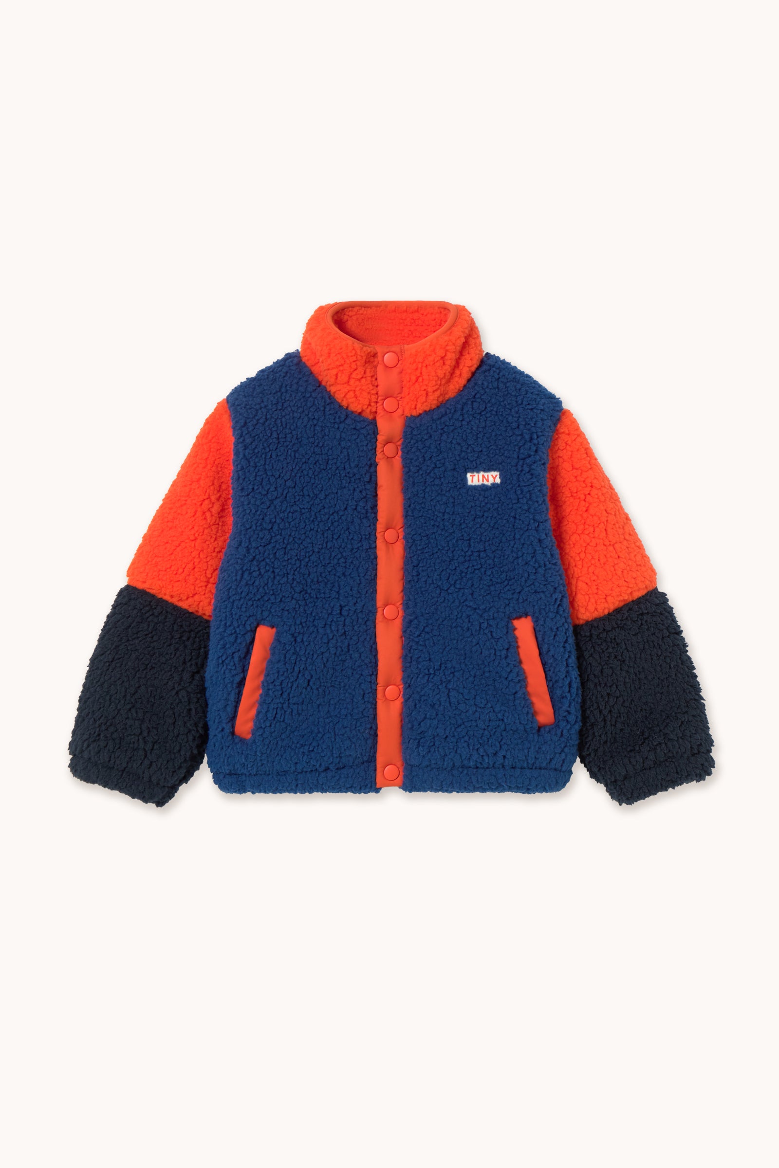 Color Block Polar Sherpa Jacket Summer Red