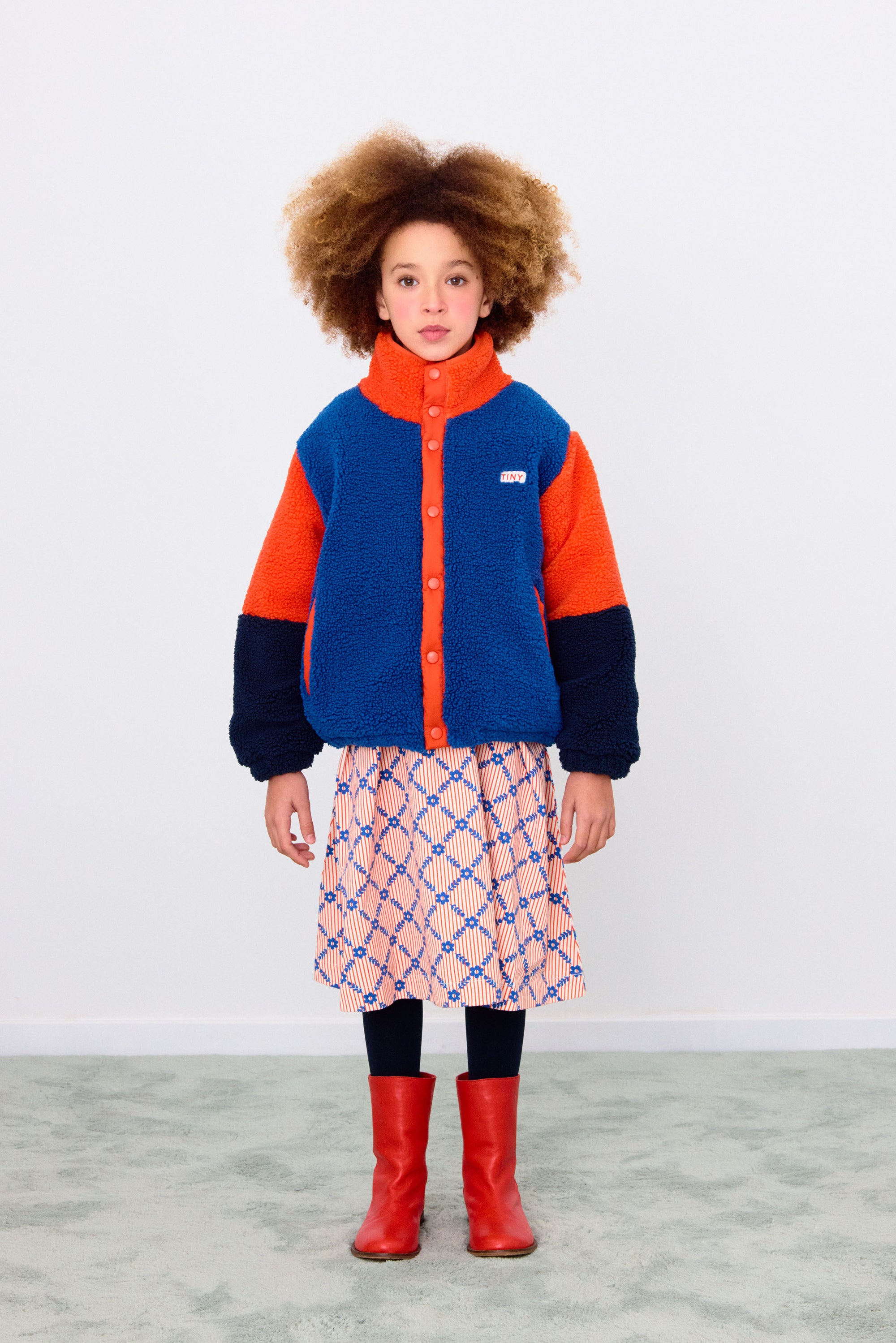 Color Block Polar Sherpa Jacket Summer Red