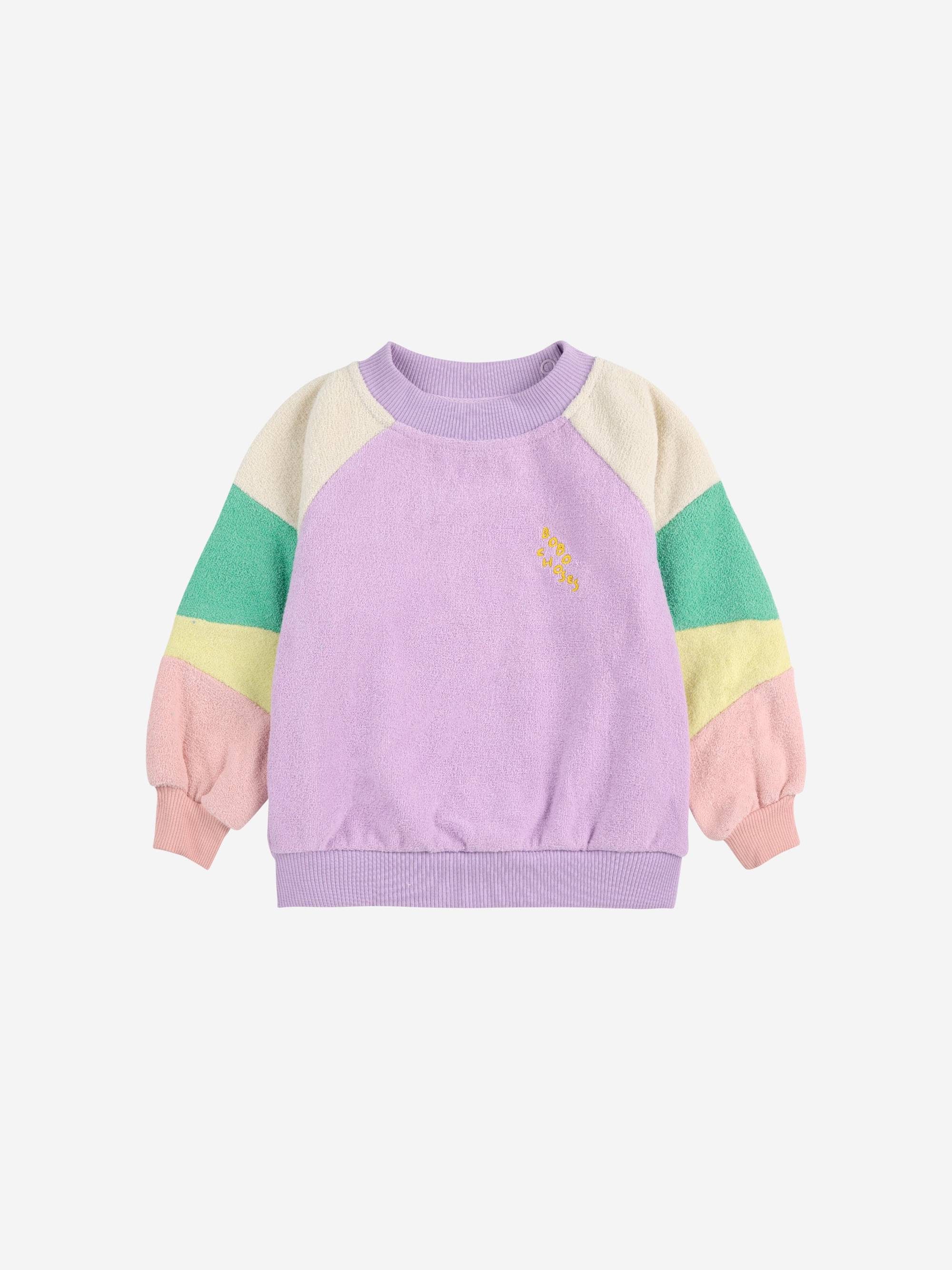 Baby Lila Color Block-Sweatshirt aus Frottee