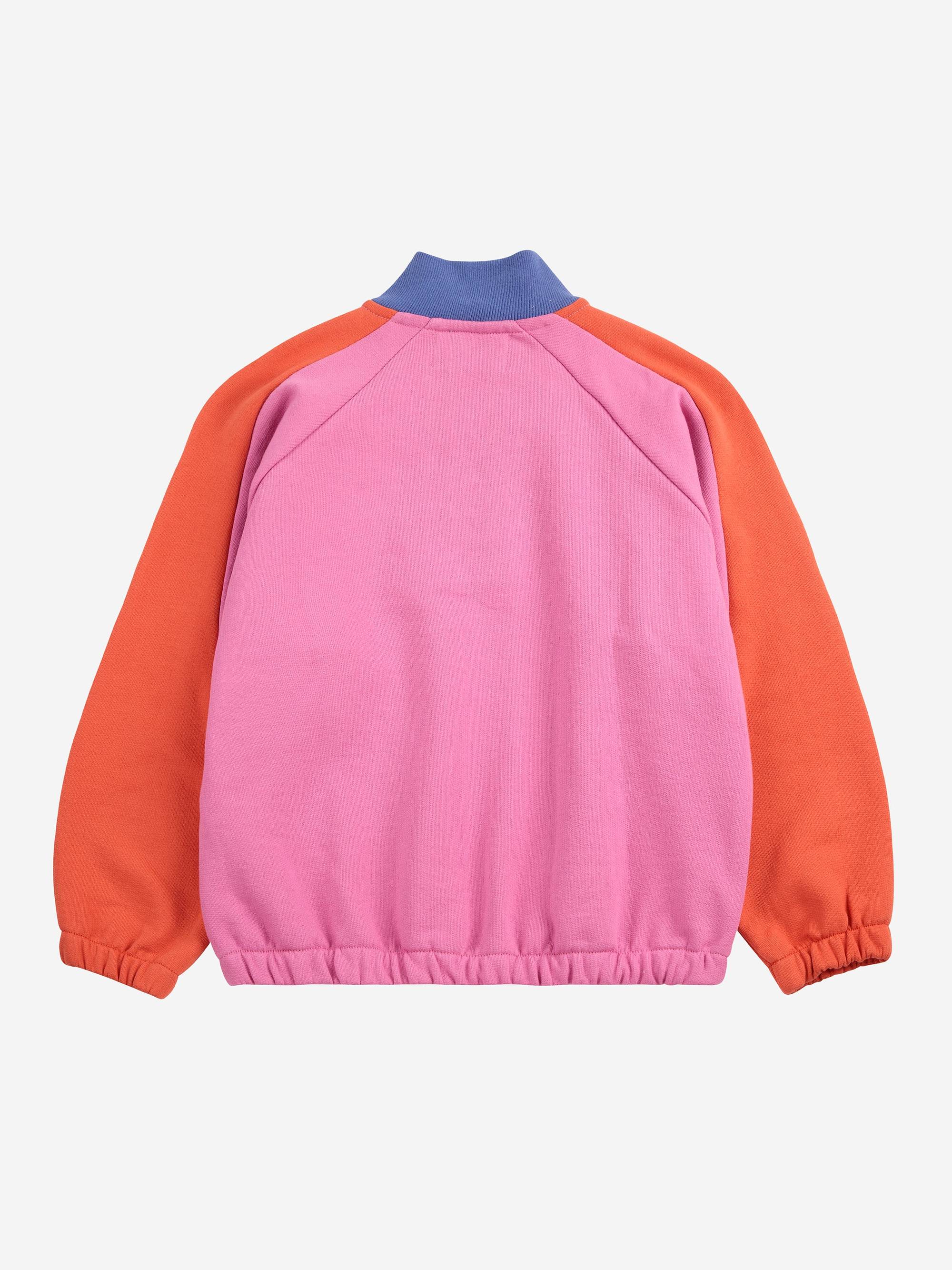 Smiling Color Block langärmliges Sweatshirt mit Reißverschluss