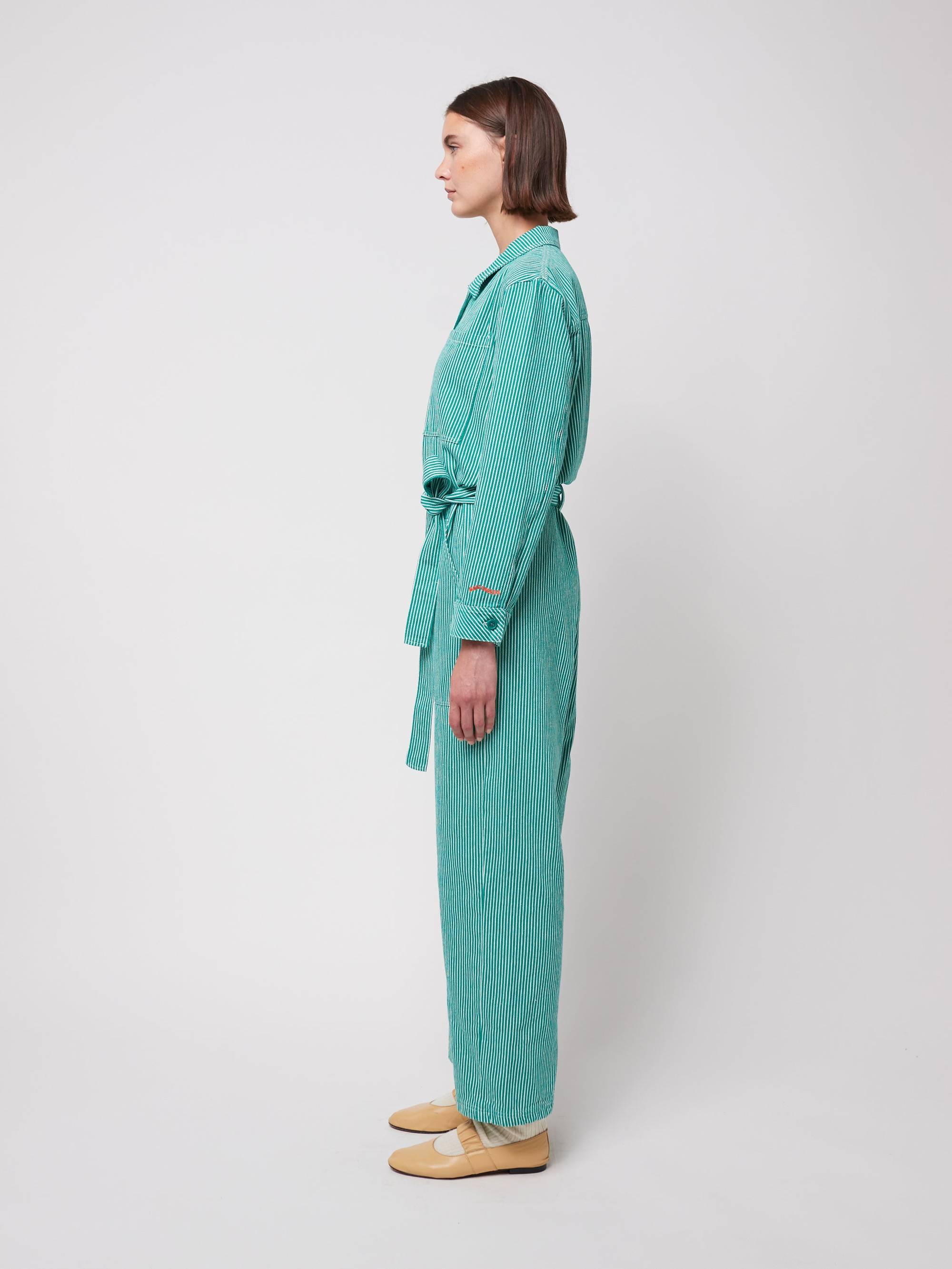 Jumpsuit aus gestreiftem Twill