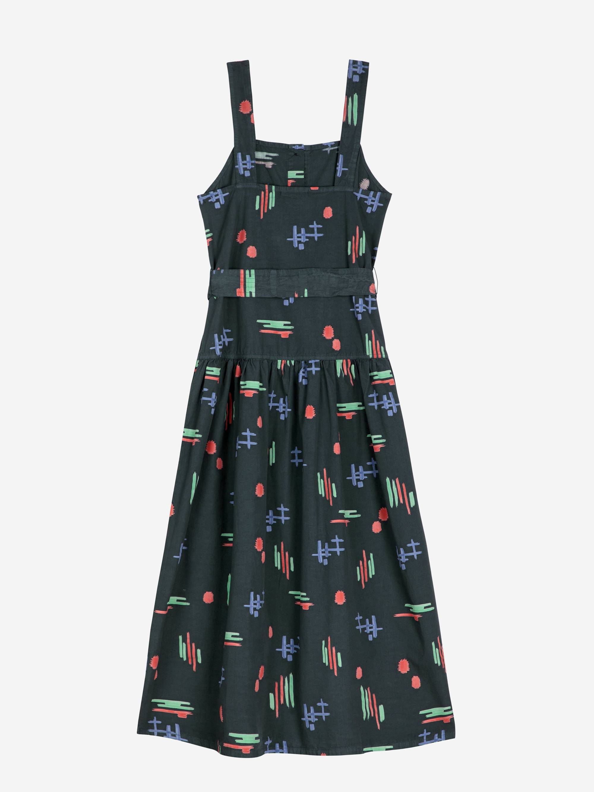 Multicolor Print Evasé Strap Dress