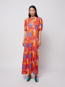 Couples Print Satin Dress