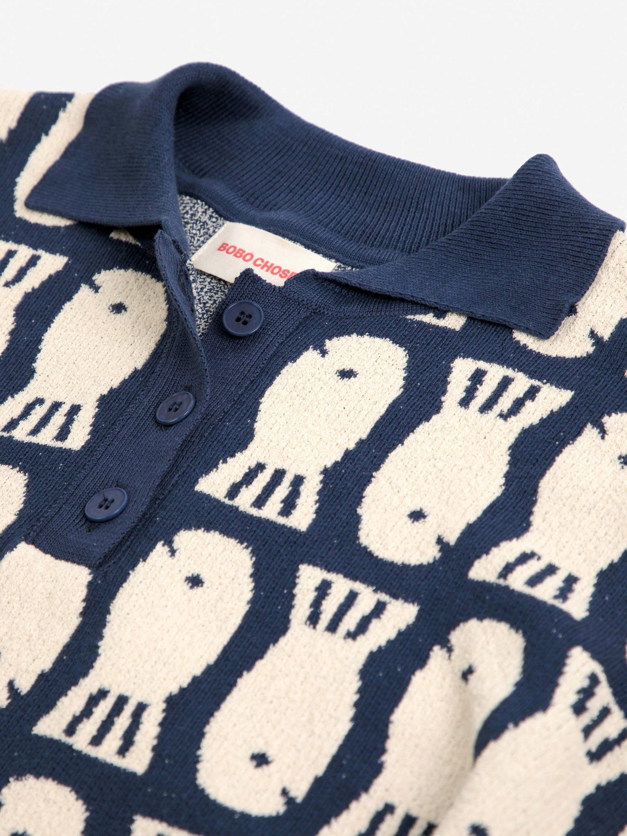 Jacquard-Strick-Poloshirt „Lucky Fish“