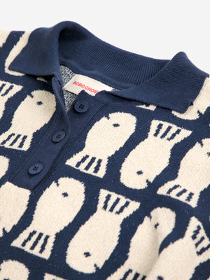 Lucky Fish Jacquard Knitted Polo