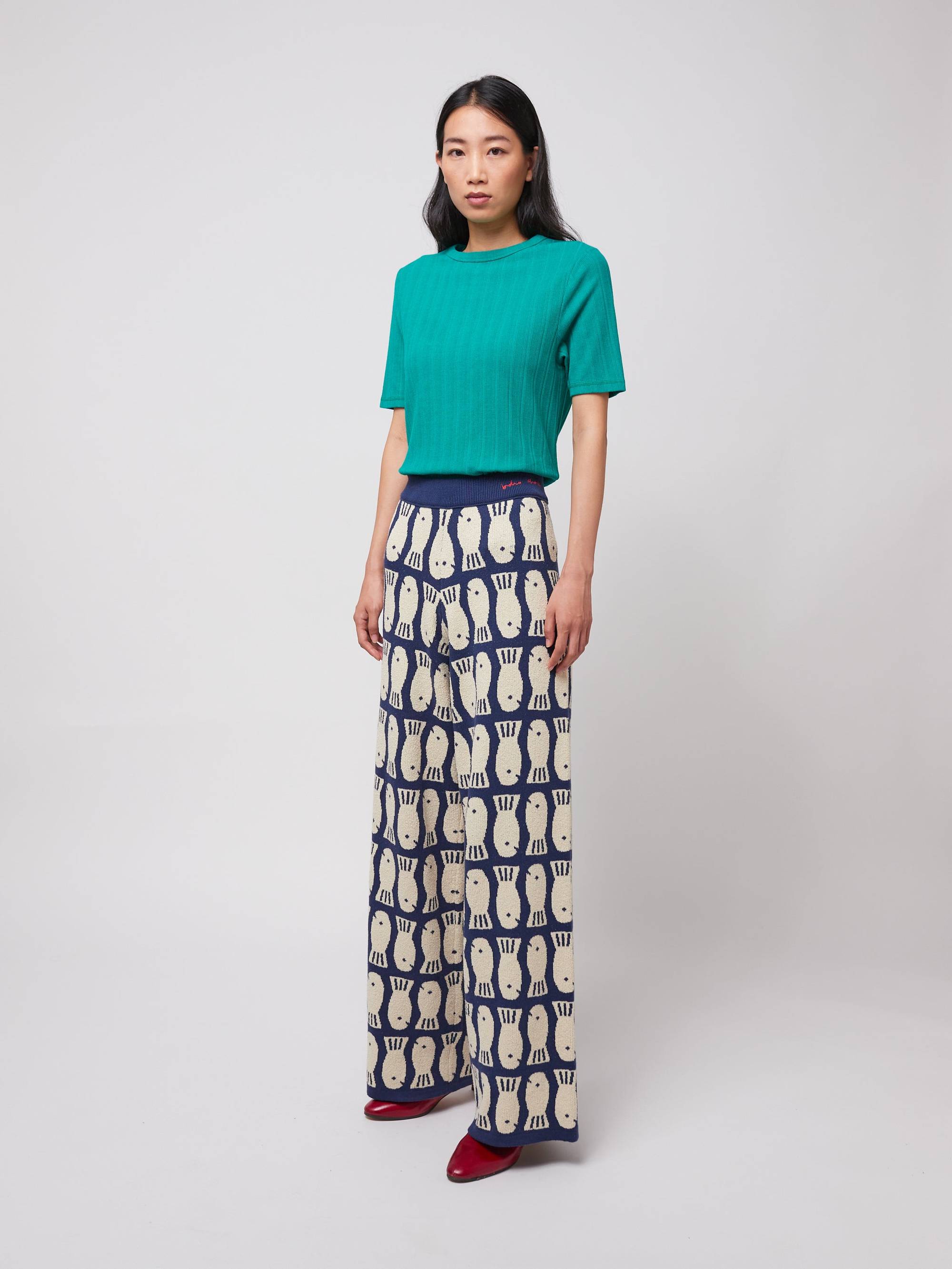 Lucky Fish Jacquard Knitted Trousers