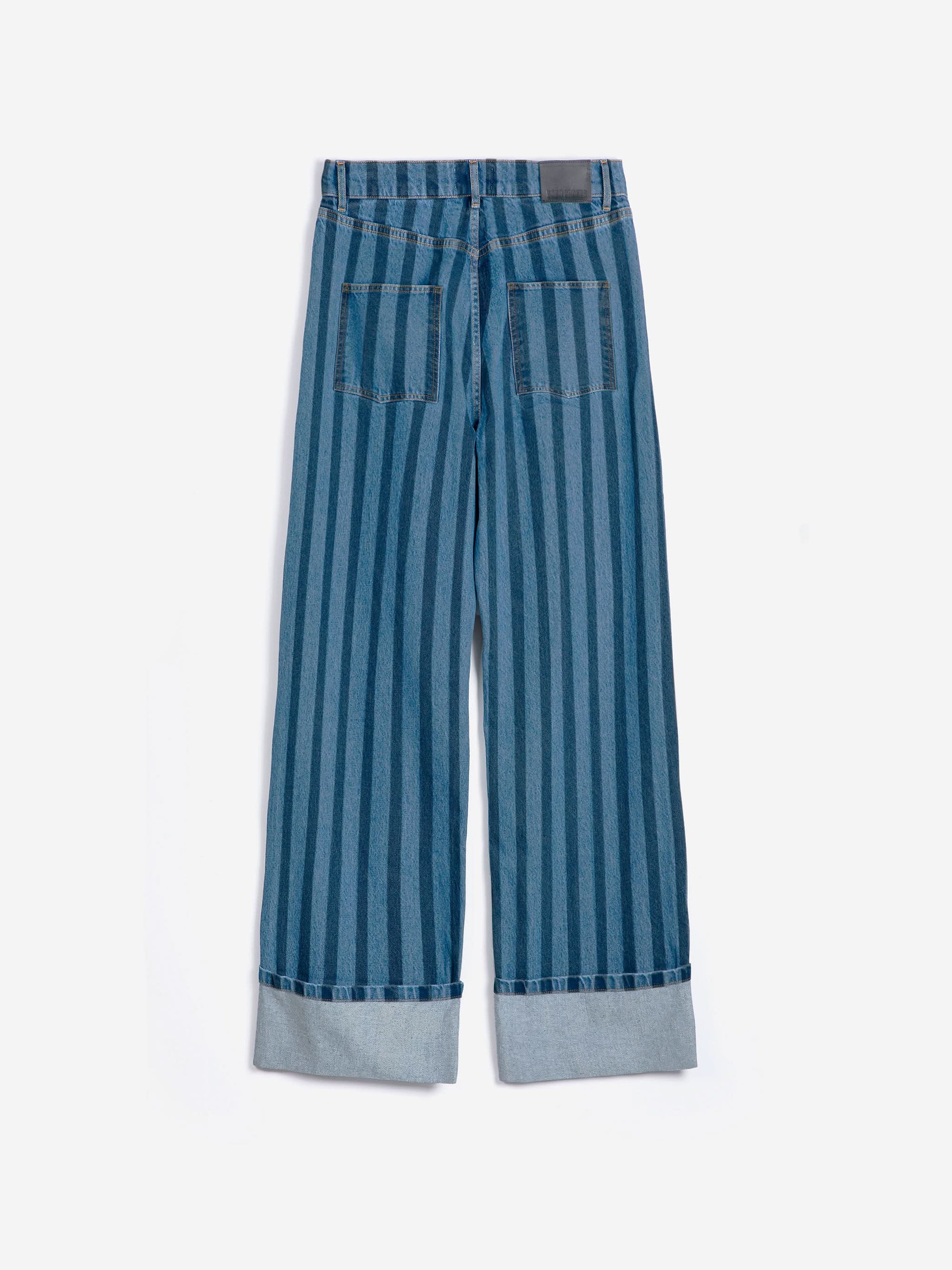 Striped Wide Leg Denim Pants