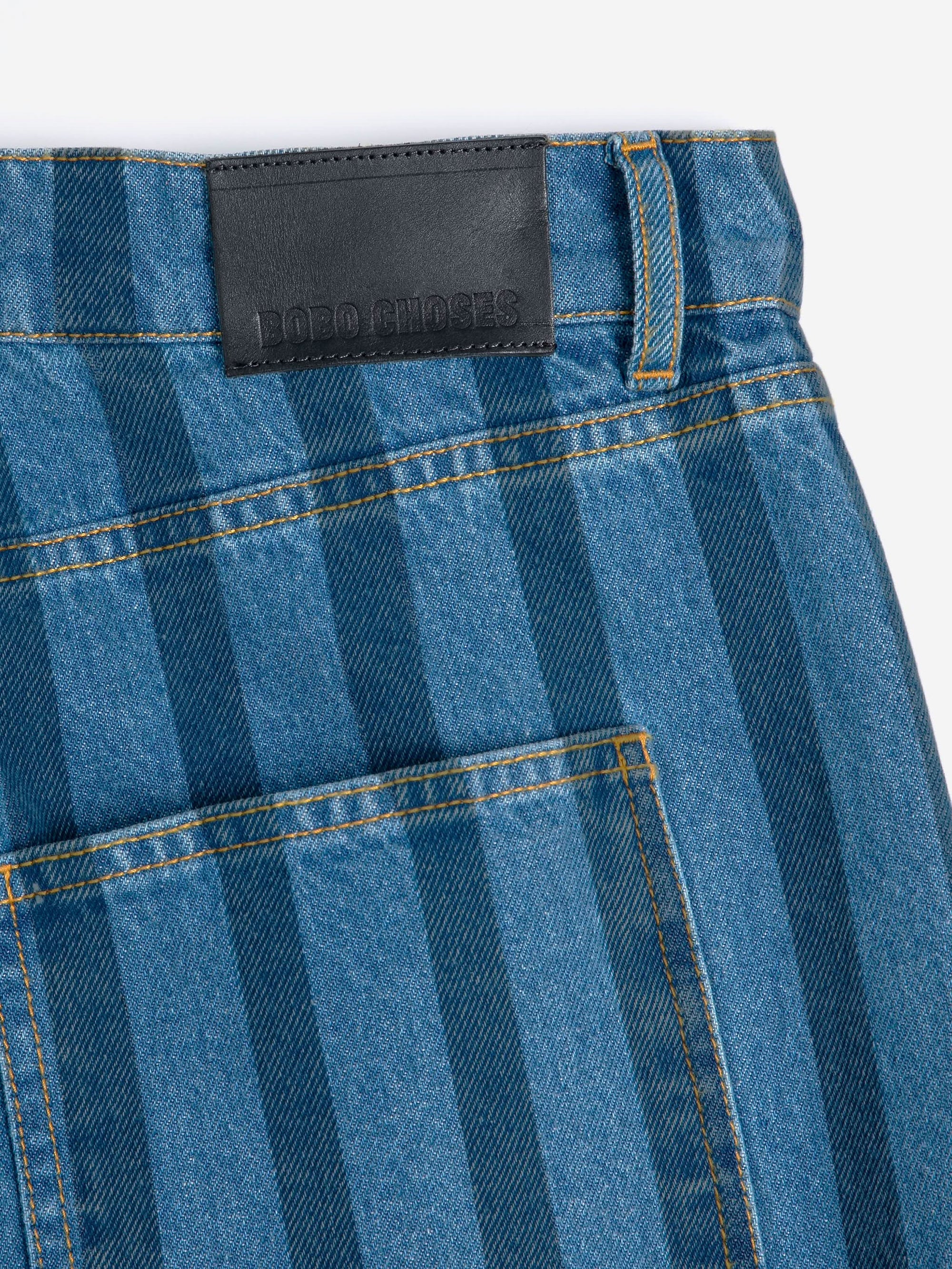 Striped Wide Leg Denim Pants