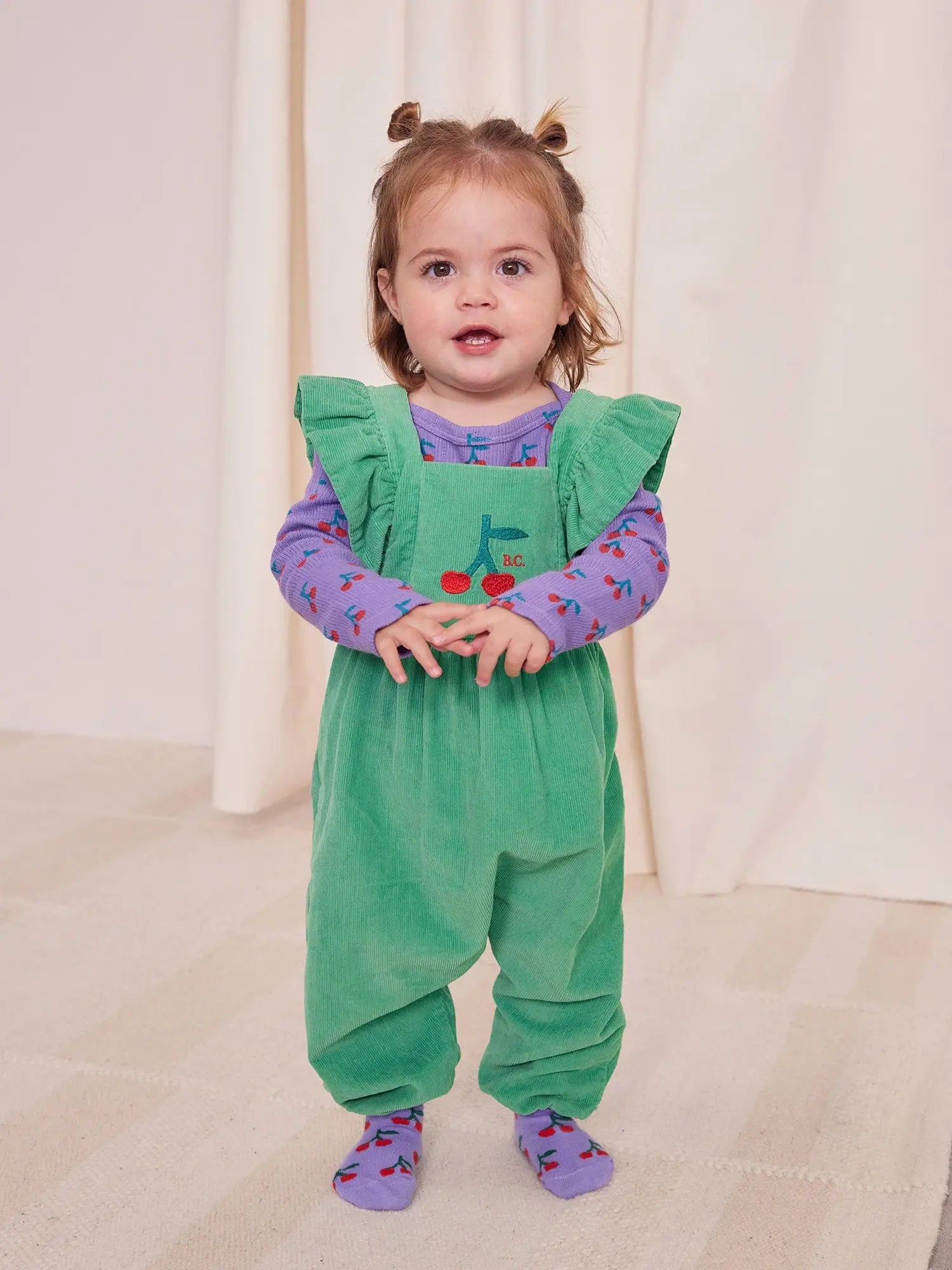 Baby Cherry Micro Corduroy Overall