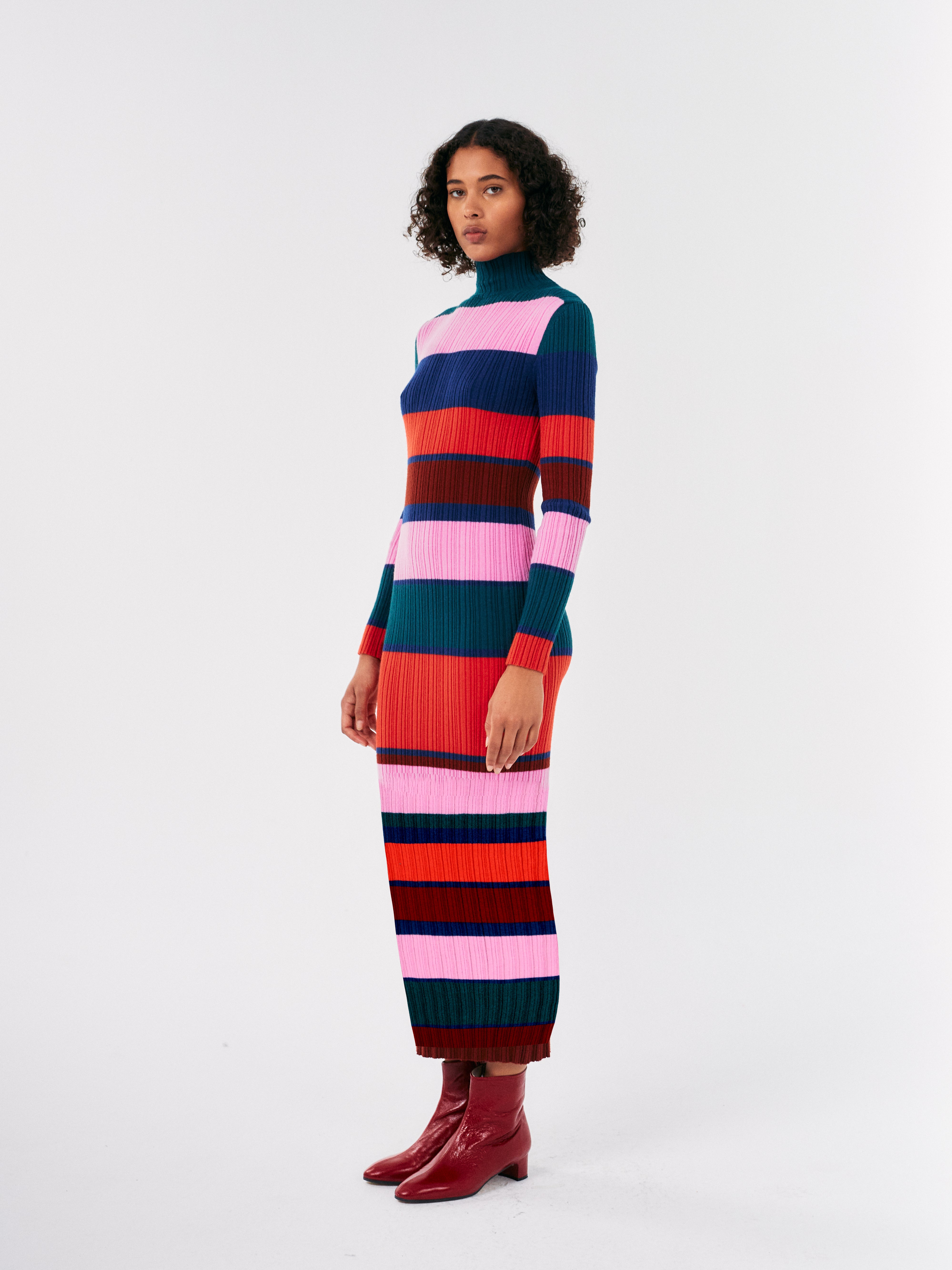 Multicolor Striped Knitted Dress