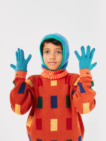 Color Stripes Knitted Gloves