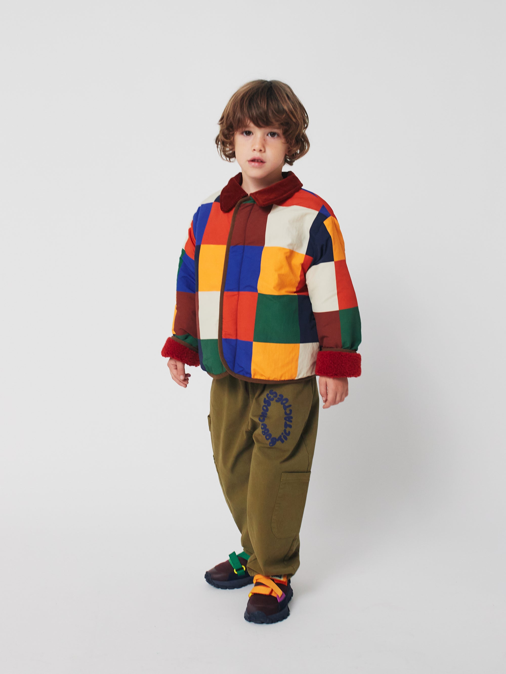 Schaffelljacke im Farbblockdesign