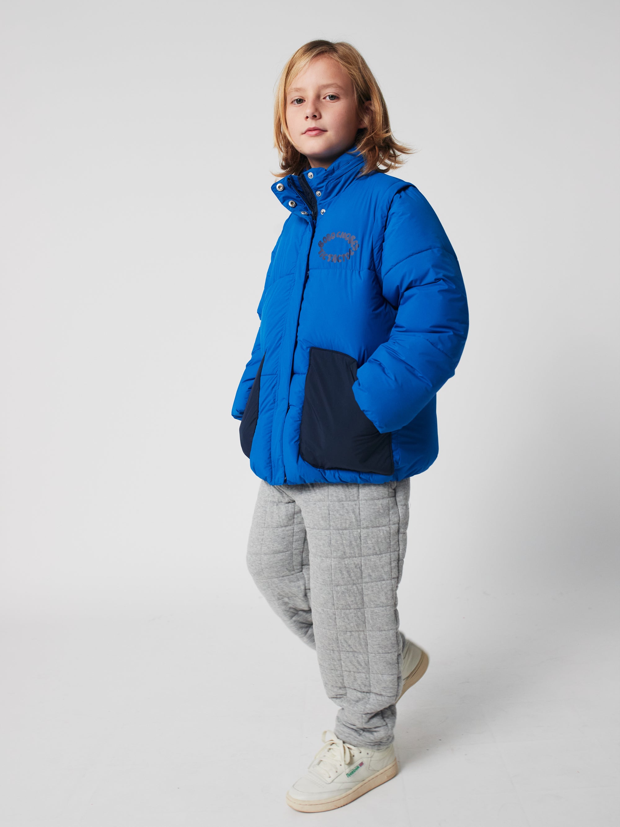 Schaffelljacke im Farbblockdesign