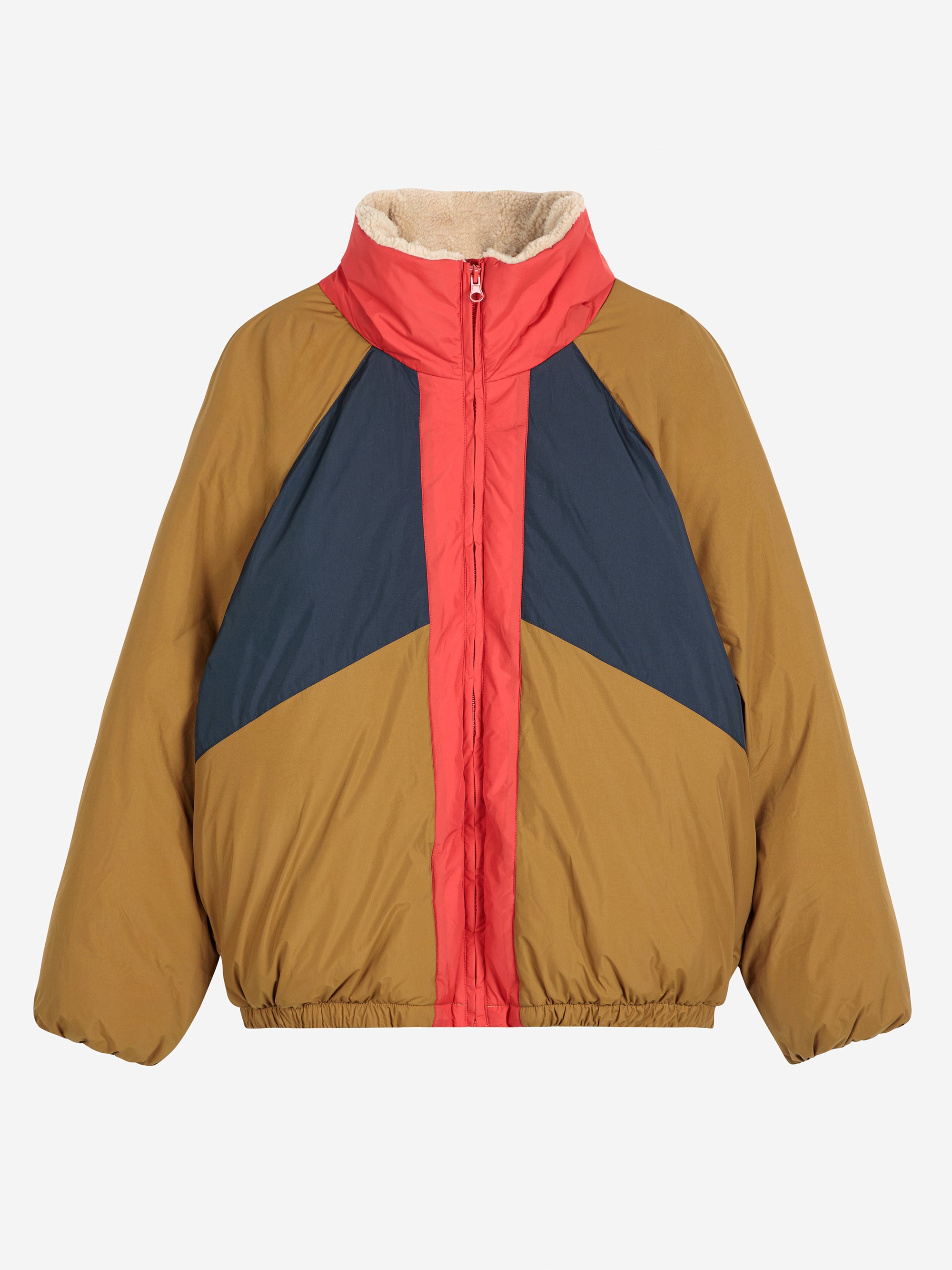 Color Block Jacket  Ranglan Sleeve Padded Puffer