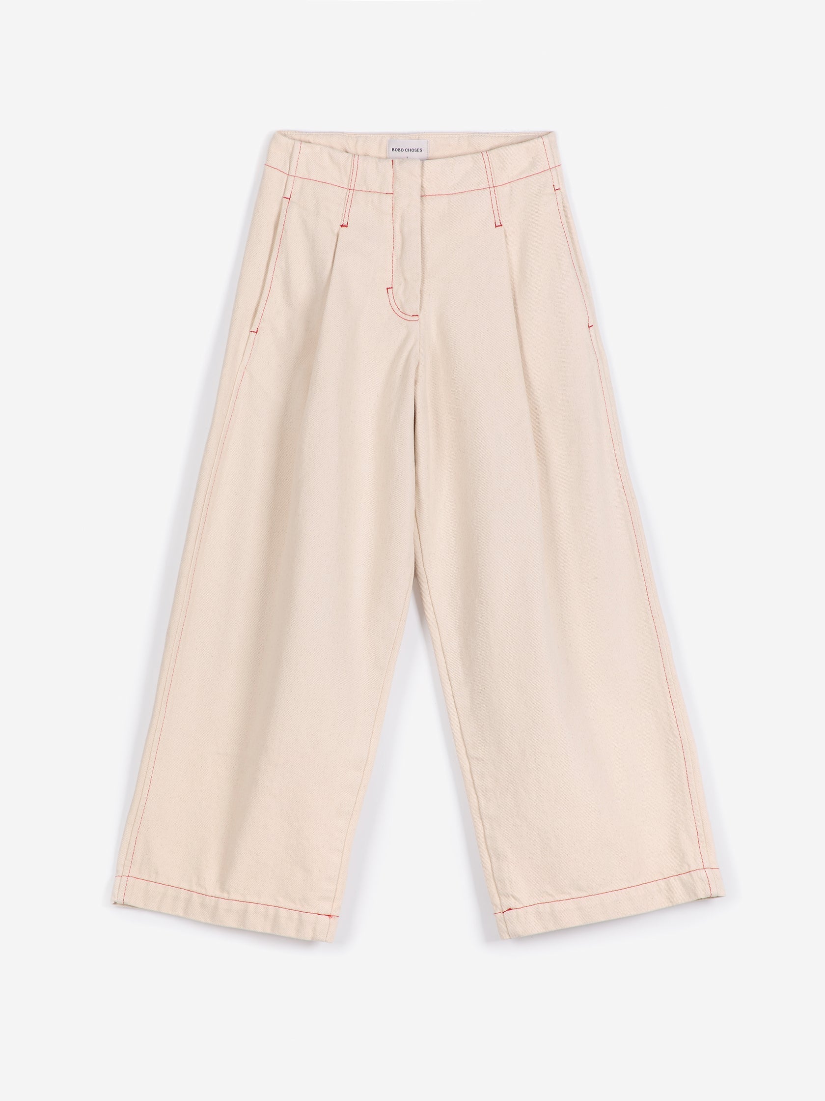 Ecru Twill Pleated Pants