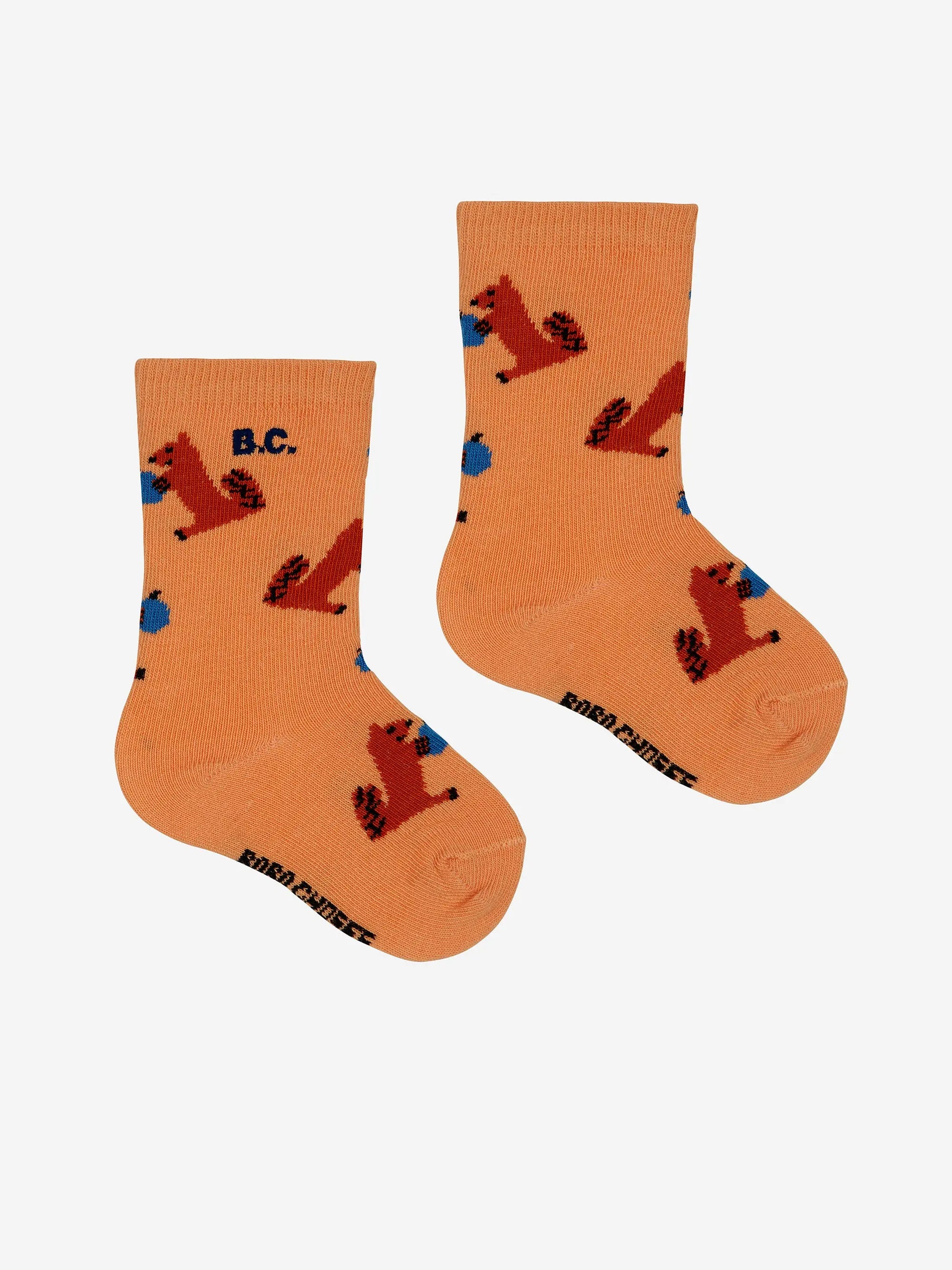 Lange Socken mit Aufschrift „Hungry Squirrel“ für Babys