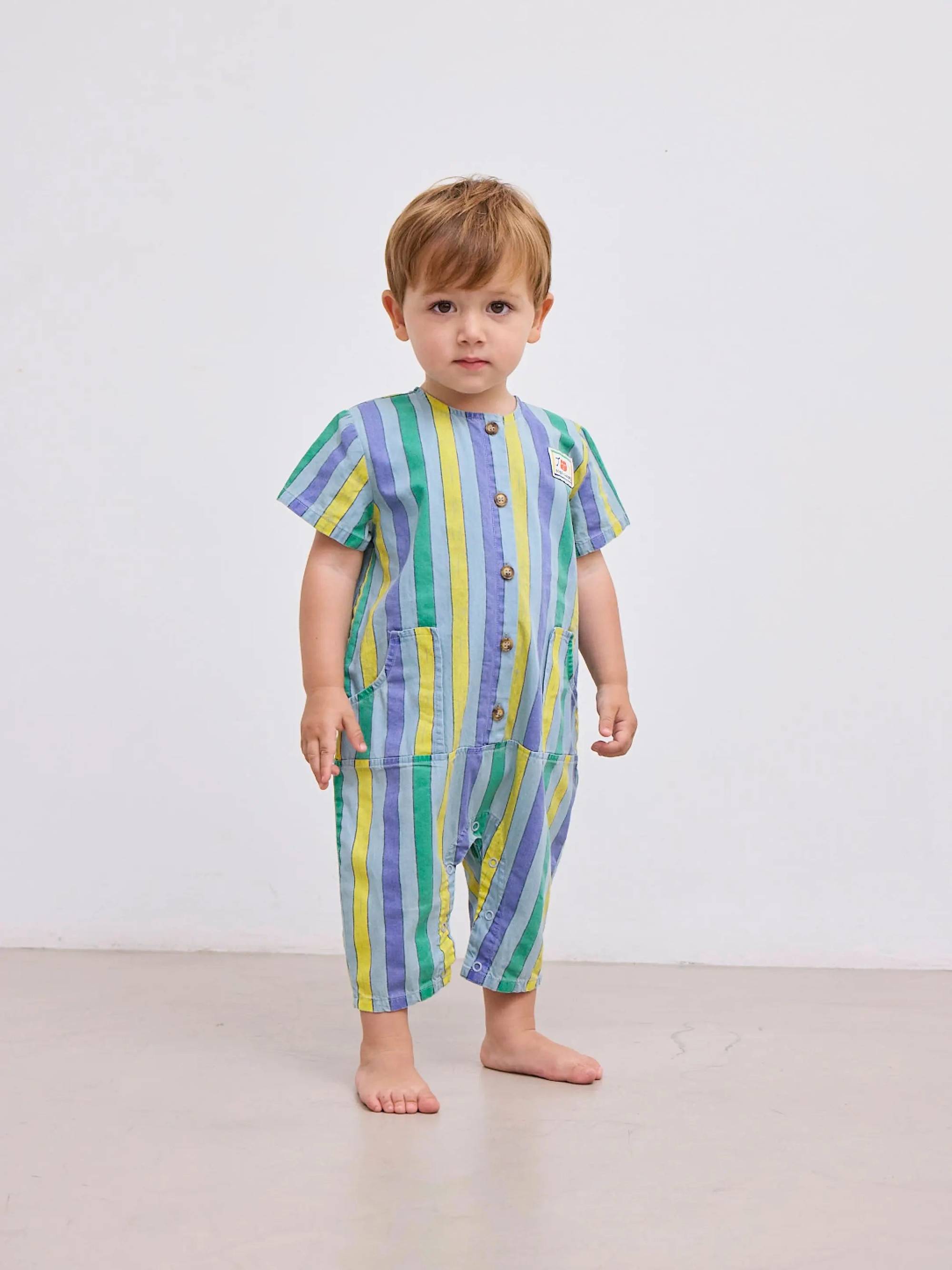 Baby Multicolor Stripes denim overal