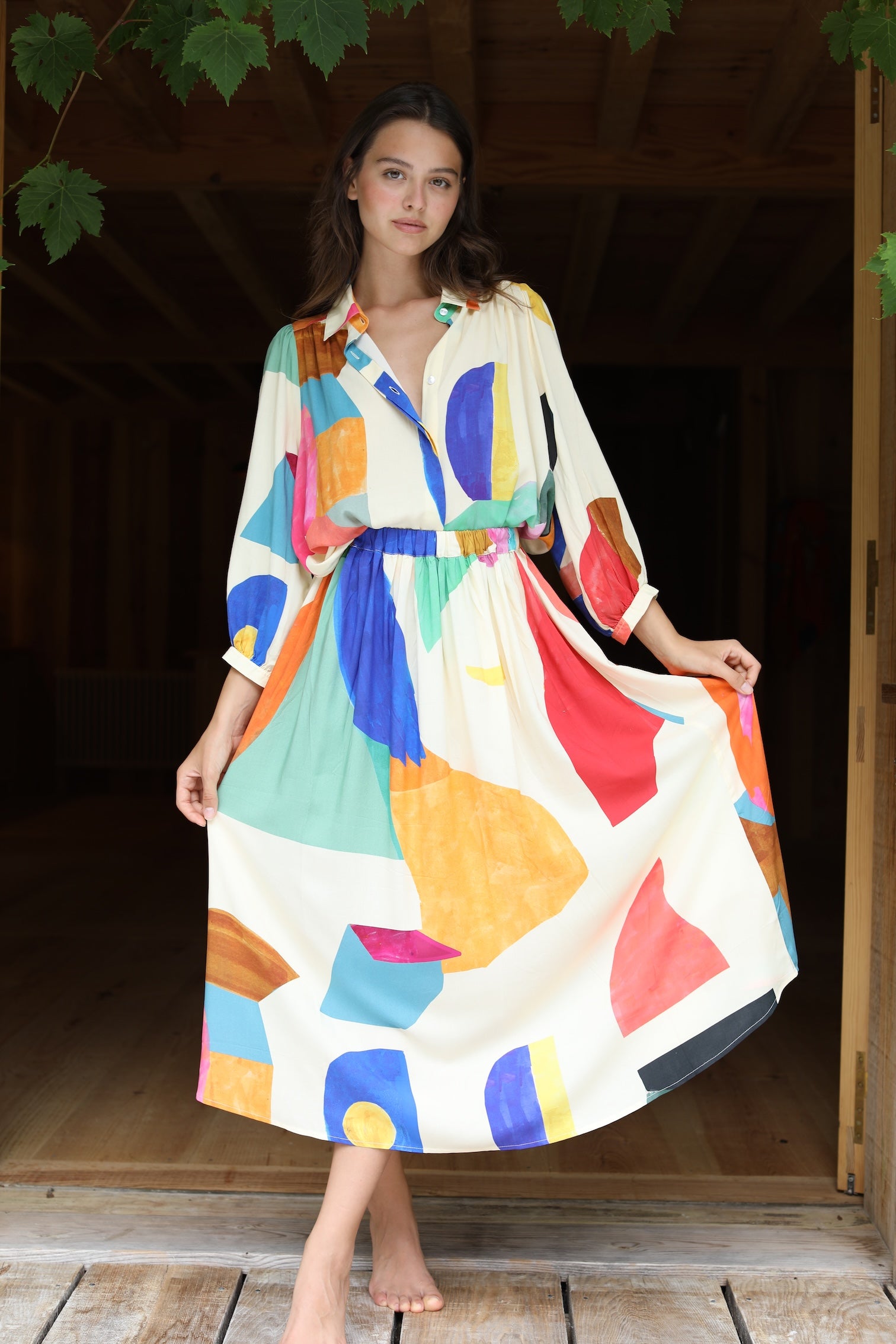 Cremefarbene Bluse aus Viskose für Damen