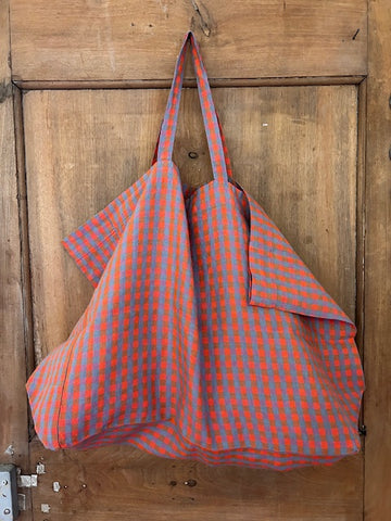 Linge Particulier Linen Bag Large Rosa/Blue Gingham