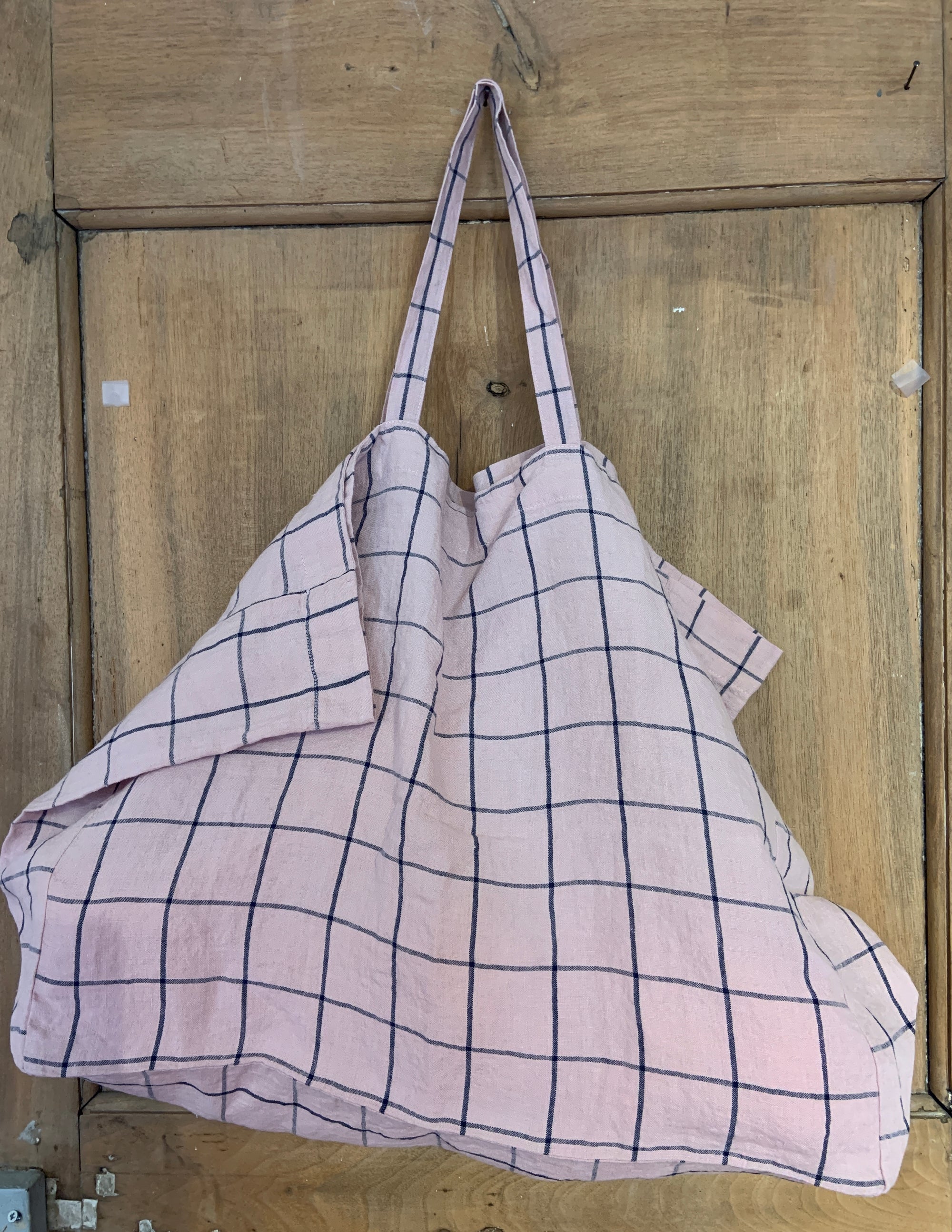 Linge Particulier Bag Large Carreaux Rose Pale