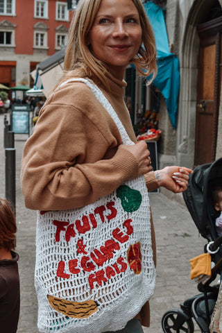 Fruits Frais Häkeltasche - weiß