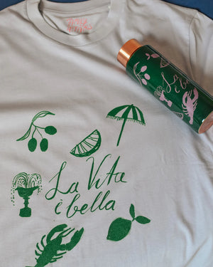 La Vita è Bella T-Shirt aus Bio-Baumwolle, lavendel