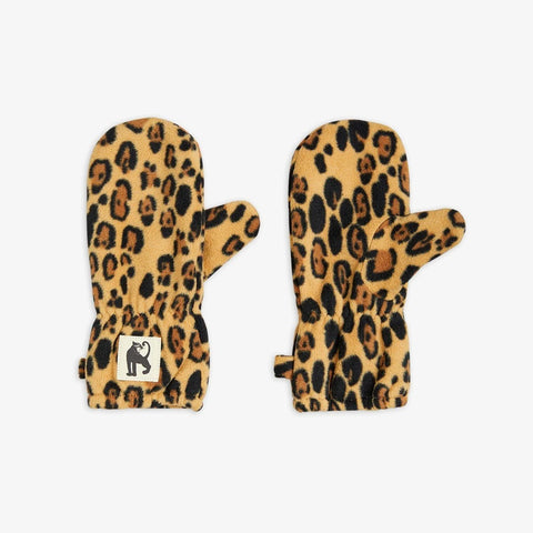 Leopard Fleece Mittens