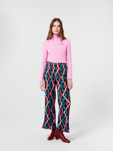 Fun Collection Multicolor Garland pleated flared pants