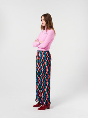 Fun Collection Multicolor Garland pleated flared pants