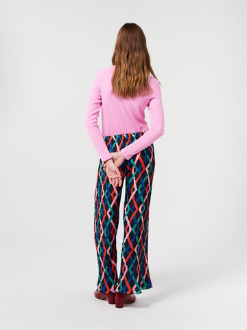 Fun Collection Multicolor Garland pleated flared pants