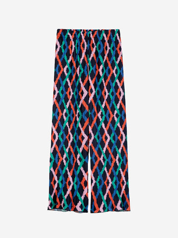 Fun Collection Multicolor Garland pleated flared pants