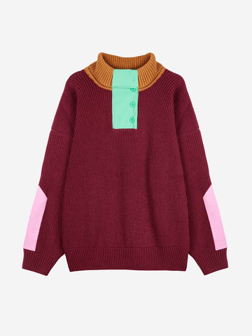 Fun Collection Bobo choses color block buttoned neck jumper