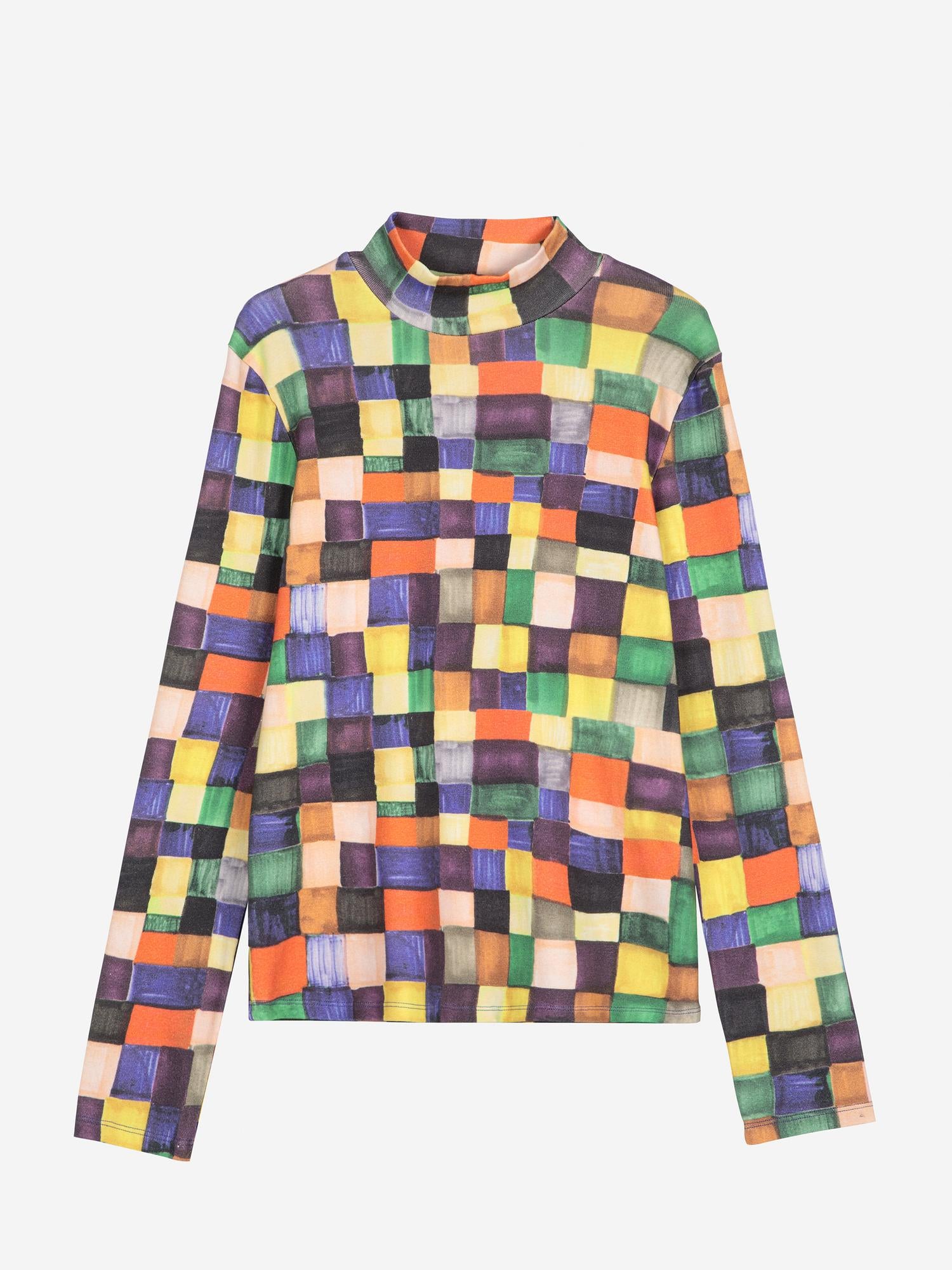 Rainbow Plaid Turtleneck