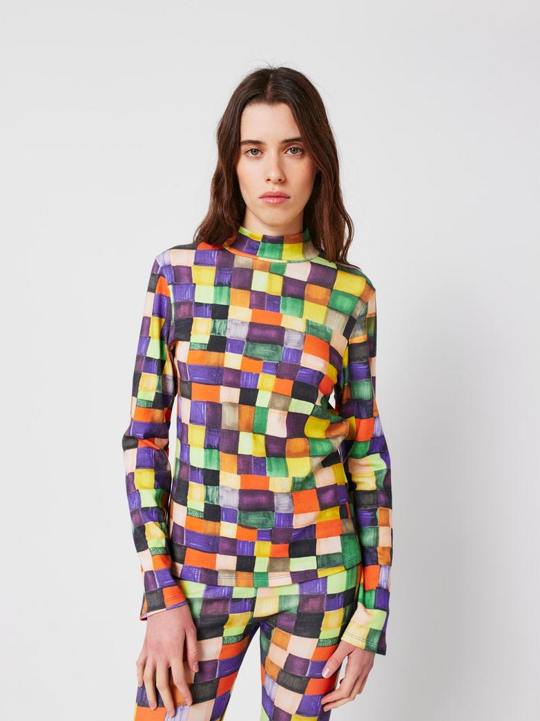 Rainbow Plaid Turtleneck