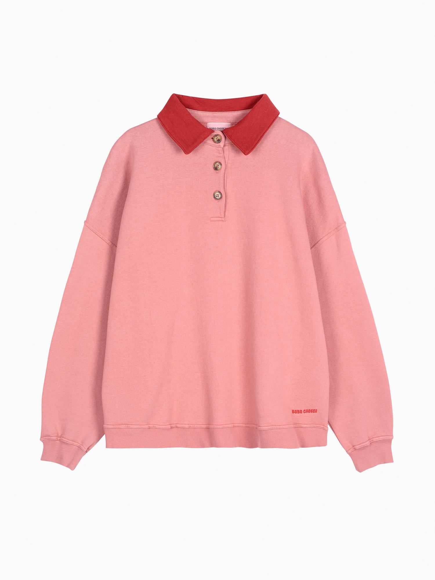 Color Block Polo Oversize Sweatshirt