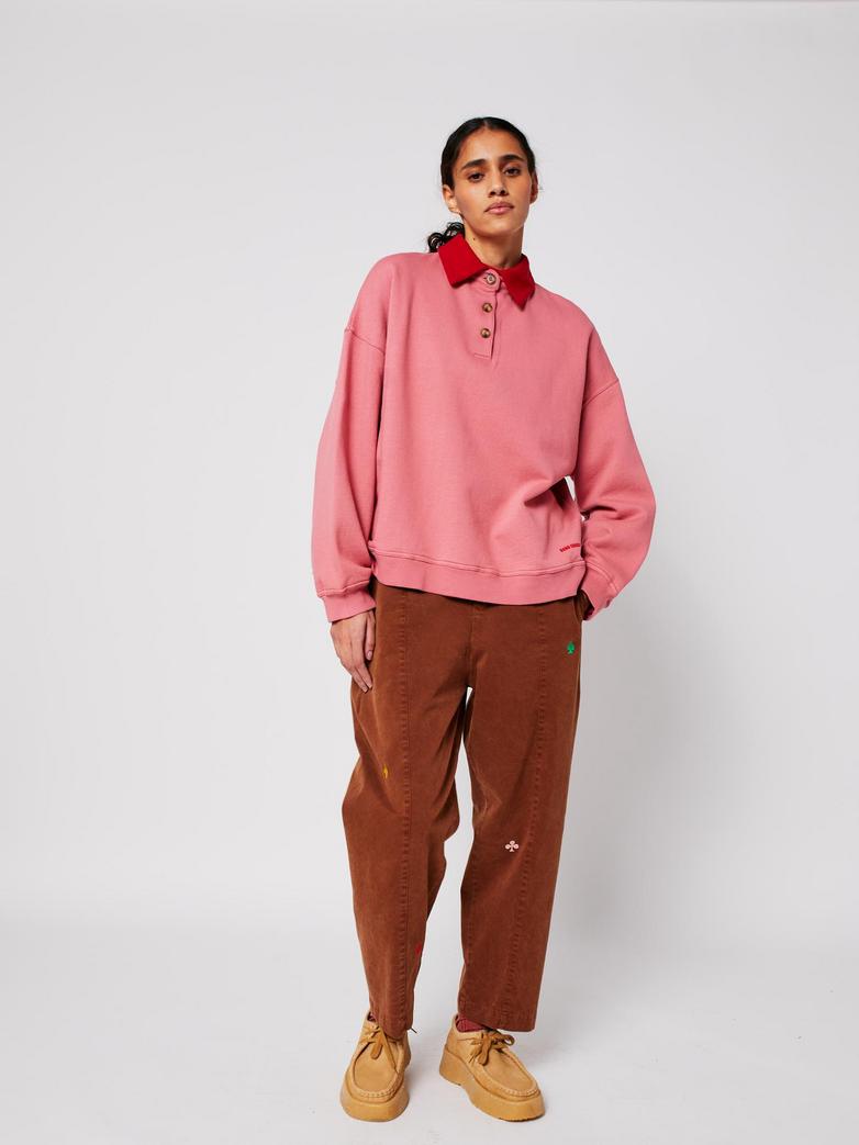 Color Block Polo Oversize Sweatshirt