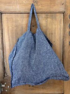 Linge Particulier Leinen Tasche Groß Chambray Blau