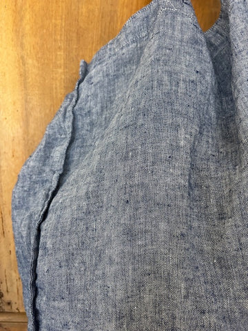 Linge Particulier Leinen Tasche Groß Chambray Blau