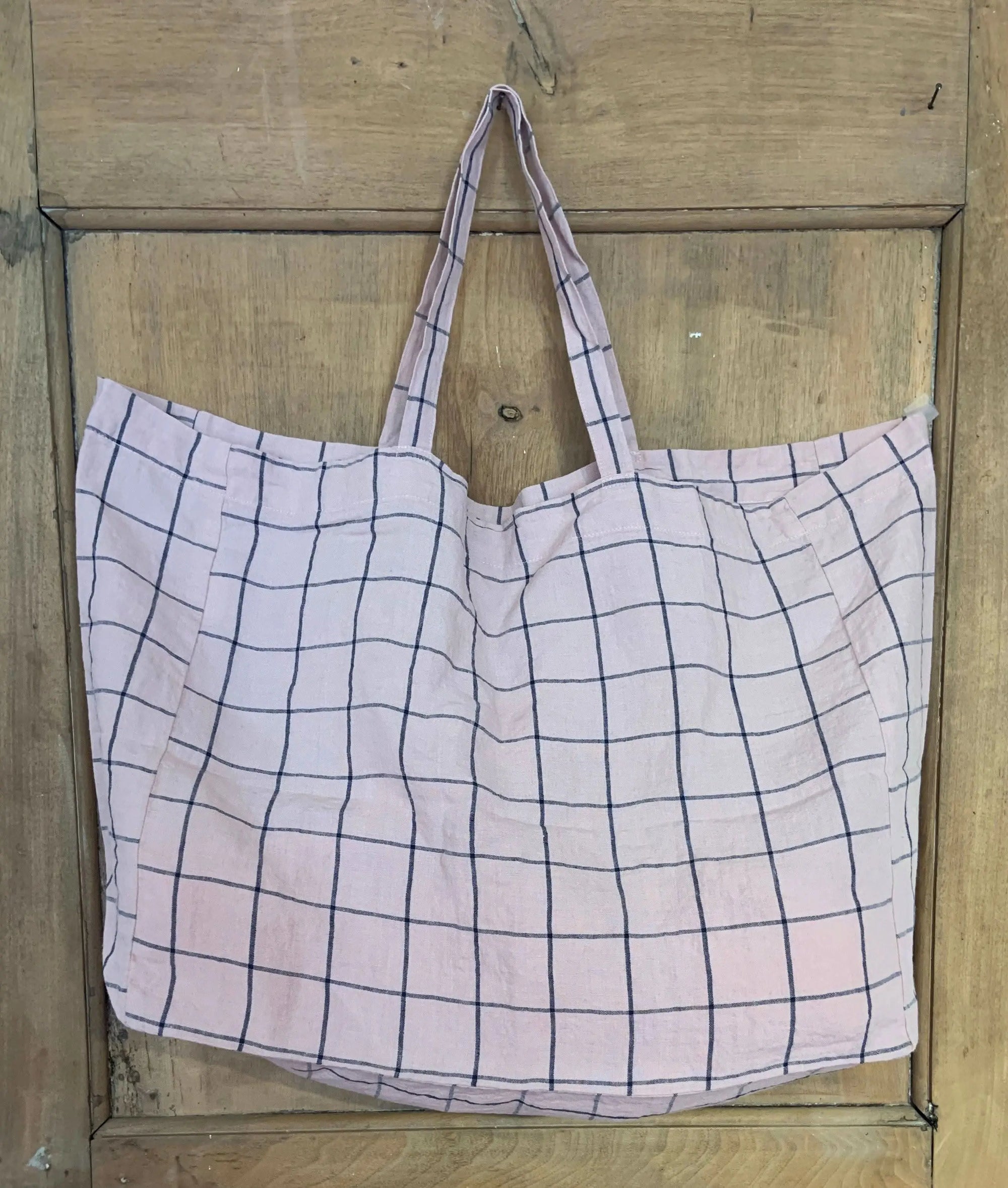 Linge Particulier Bag Large Carreaux Rose Pale