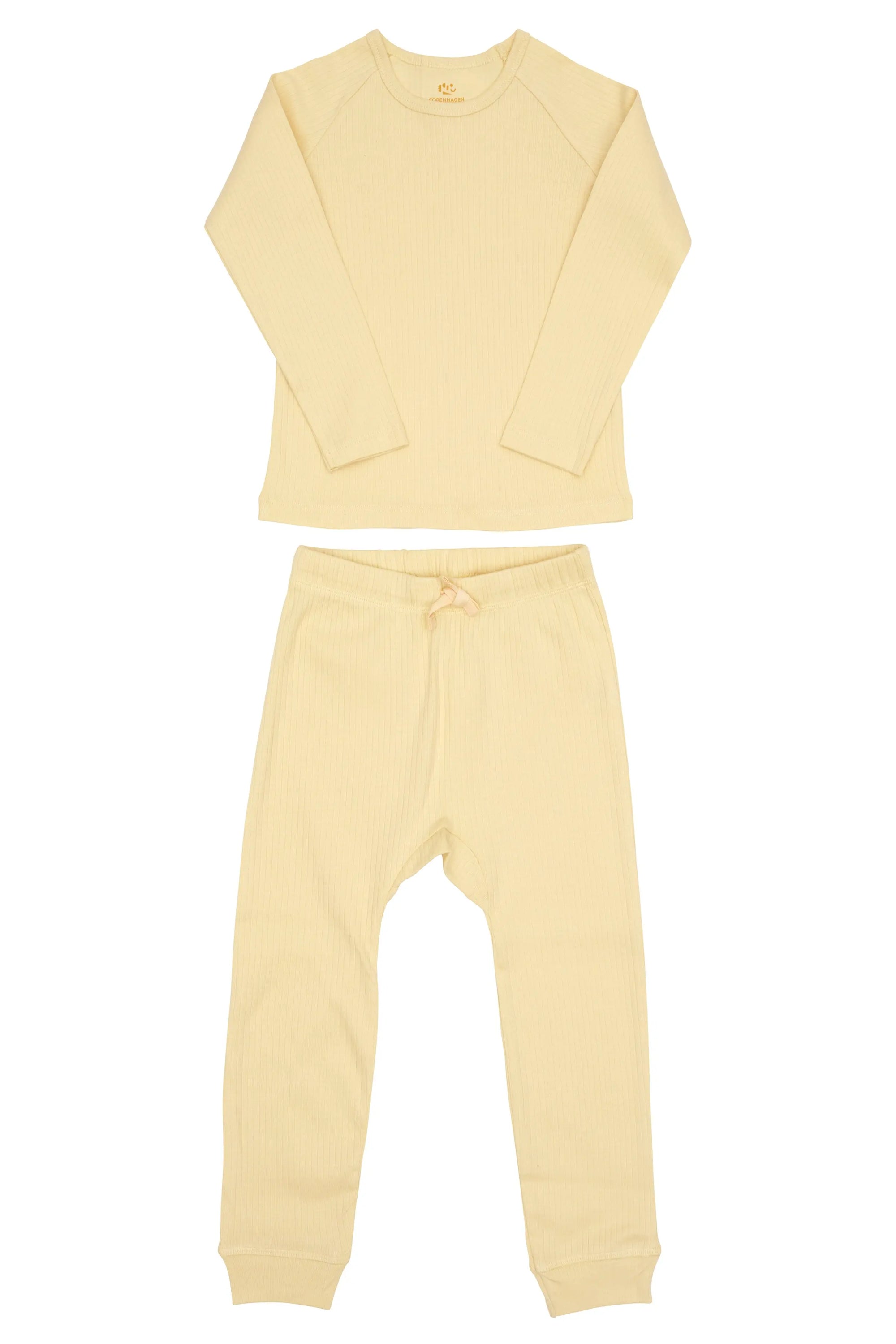 Rib Jersey Long Johns Set - Pale Yellow