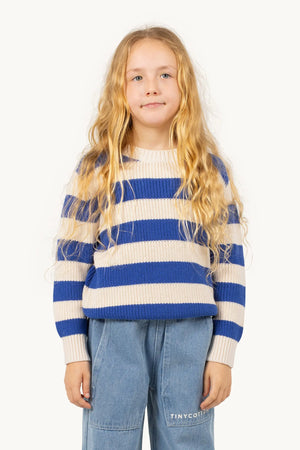 Stripes Knit Sweater light cream/ ultramarine