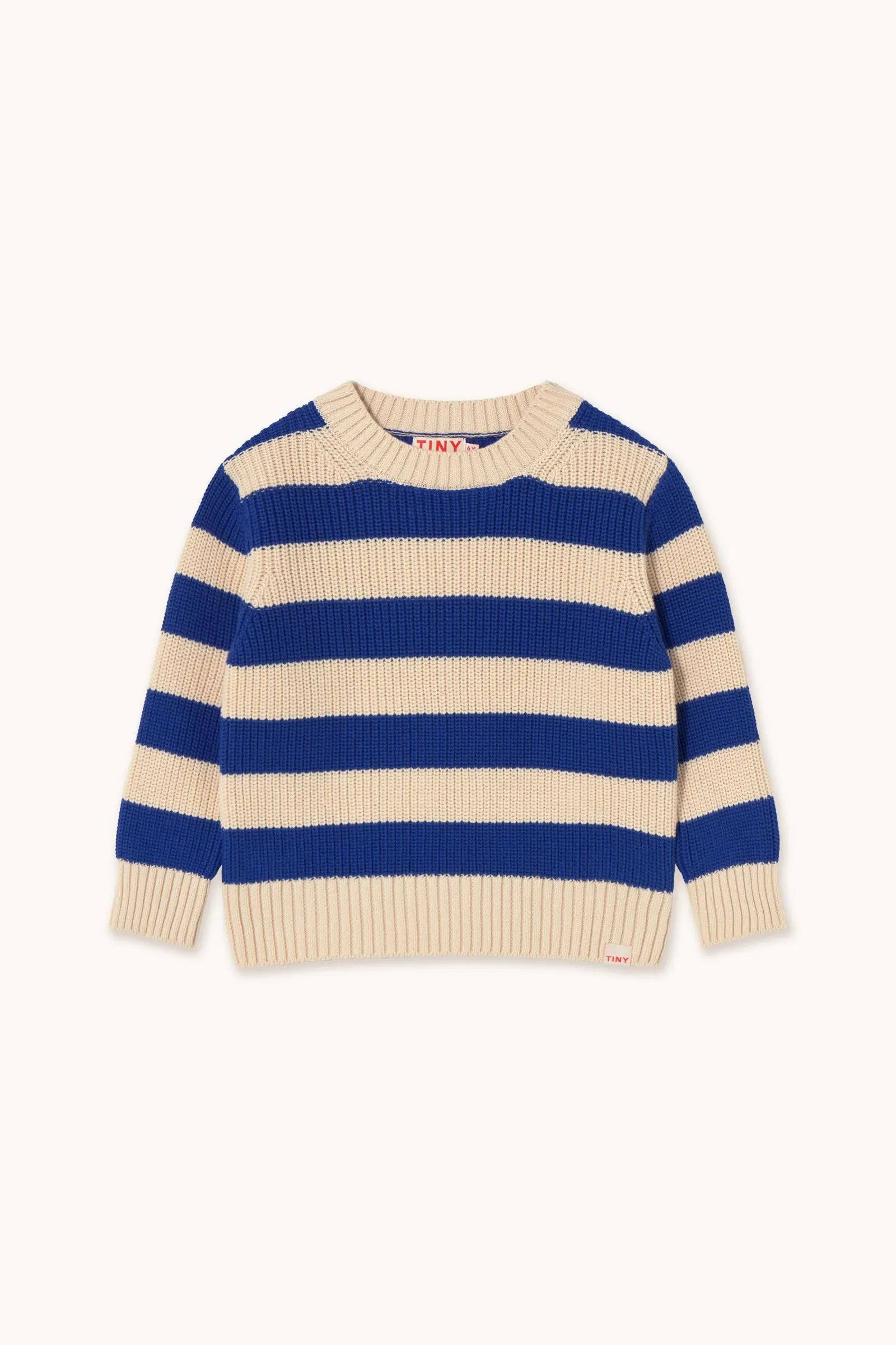 Stripes Knit Sweater light cream/ ultramarine